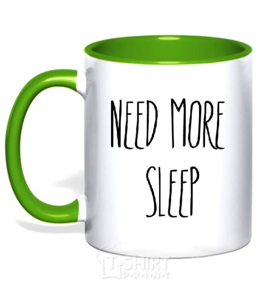 Mug with a colored handle NEED MORE SLEEP kelly-green фото
