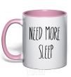Mug with a colored handle NEED MORE SLEEP light-pink фото