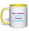 Mug with a colored handle THIS SUMMER... yellow фото