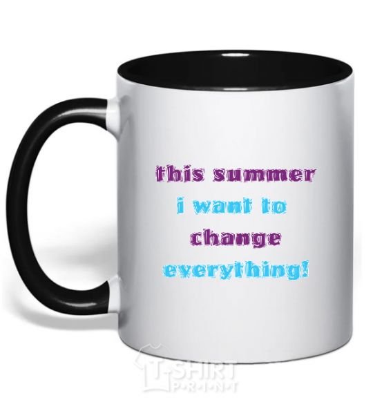 Mug with a colored handle THIS SUMMER... black фото