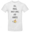 Men's T-Shirt SEX DRUGS ROCK N ROLL AND COKIES White фото