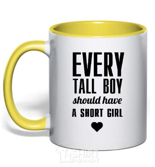 Mug with a colored handle EVERY TALL BOY... yellow фото
