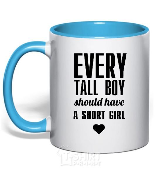 Mug with a colored handle EVERY TALL BOY... sky-blue фото