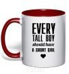 Mug with a colored handle EVERY TALL BOY... red фото