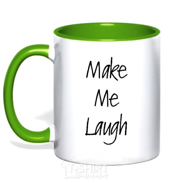 Mug with a colored handle MAKE ME LAUGH kelly-green фото