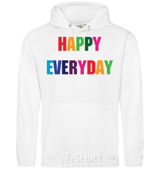 Men`s hoodie HAPPY EVERYDAY White фото