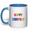 Mug with a colored handle HAPPY EVERYDAY royal-blue фото