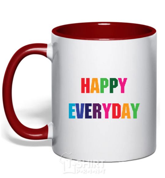 Mug with a colored handle HAPPY EVERYDAY red фото