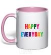 Mug with a colored handle HAPPY EVERYDAY light-pink фото