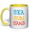 Чашка с цветной ручкой SEA SUN SAND Солнечно желтый фото