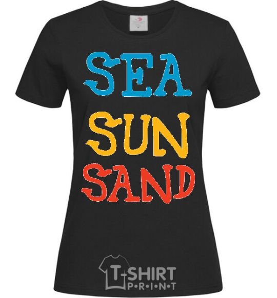 Женская футболка SEA SUN SAND Черный фото