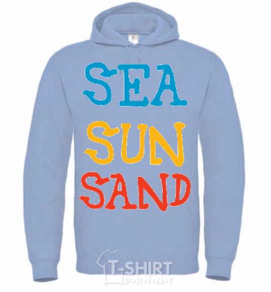 Men`s hoodie SEA SUN SAND sky-blue фото