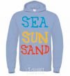 Men`s hoodie SEA SUN SAND sky-blue фото