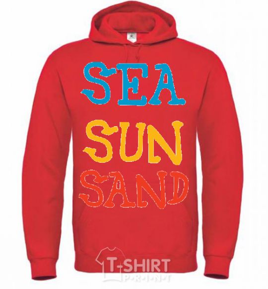 Мужская толстовка (худи) SEA SUN SAND Ярко-красный фото