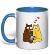 Mug with a colored handle CATS royal-blue фото