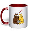 Mug with a colored handle CATS red фото