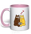 Mug with a colored handle CATS light-pink фото