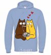 Men`s hoodie CATS sky-blue фото