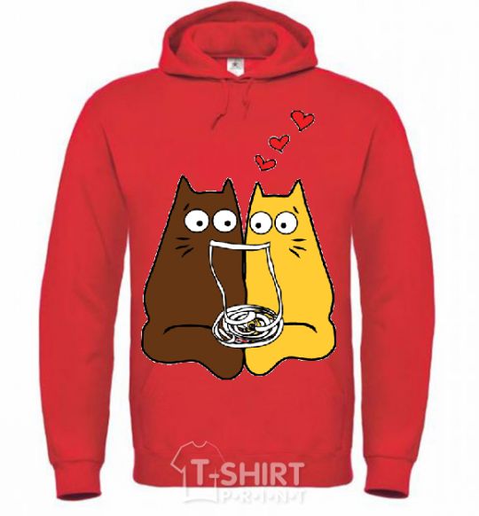Men`s hoodie CATS bright-red фото