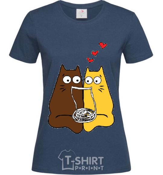 Women's T-shirt CATS navy-blue фото