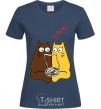 Women's T-shirt CATS navy-blue фото