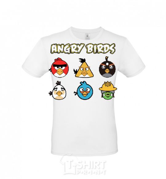 Мужская футболка ANGRY BIRDS персонажи Белый фото