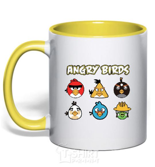 Чашка с цветной ручкой ANGRY BIRDS персонажи Солнечно желтый фото