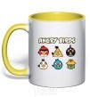 Mug with a colored handle ANGRY BIRDS characters yellow фото