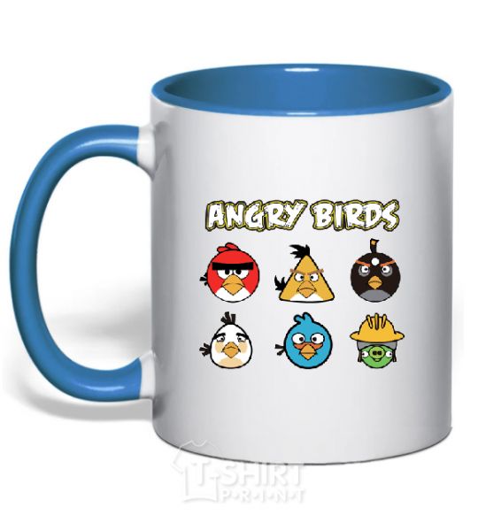 Чашка с цветной ручкой ANGRY BIRDS персонажи Ярко-синий фото