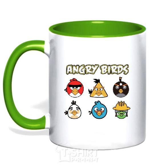 Чашка с цветной ручкой ANGRY BIRDS персонажи Зеленый фото