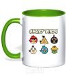 Mug with a colored handle ANGRY BIRDS characters kelly-green фото