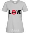 Women's T-shirt LOVE LIPS grey фото