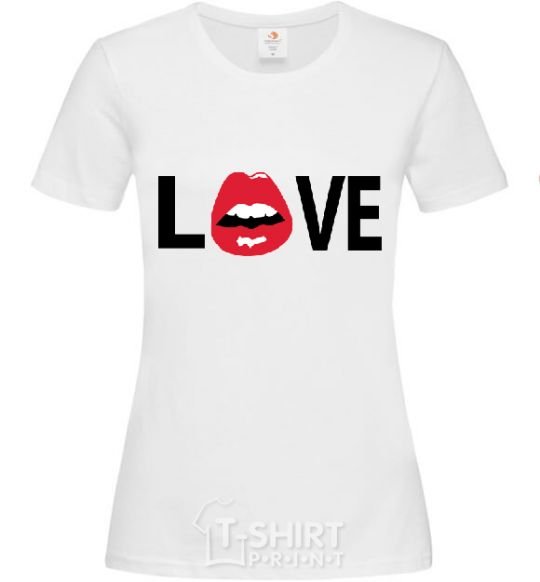 Women's T-shirt LOVE LIPS White фото