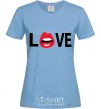 Women's T-shirt LOVE LIPS sky-blue фото