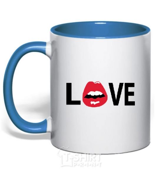 Mug with a colored handle LOVE LIPS royal-blue фото