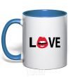 Mug with a colored handle LOVE LIPS royal-blue фото