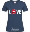 Women's T-shirt LOVE LIPS navy-blue фото