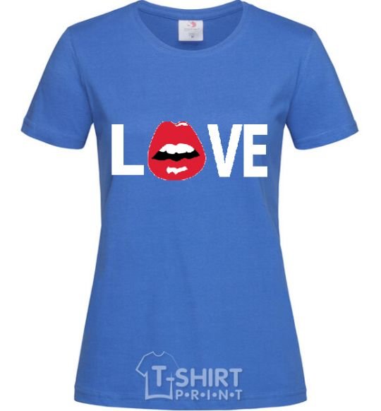 Women's T-shirt LOVE LIPS royal-blue фото