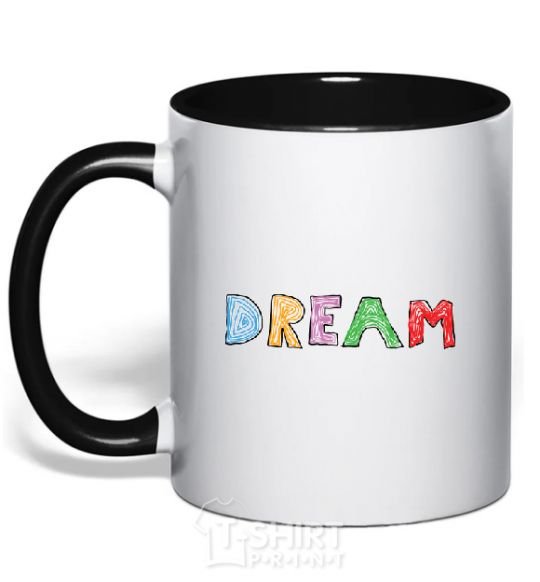 Mug with a colored handle DREAM black фото