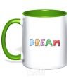 Mug with a colored handle DREAM kelly-green фото