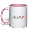 Mug with a colored handle DREAM light-pink фото