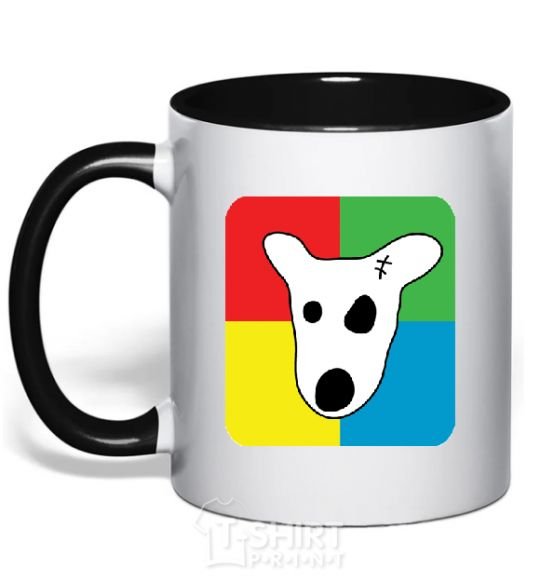 Mug with a colored handle Dog VK black фото