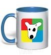 Mug with a colored handle Dog VK royal-blue фото
