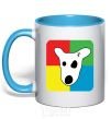 Mug with a colored handle Dog VK sky-blue фото