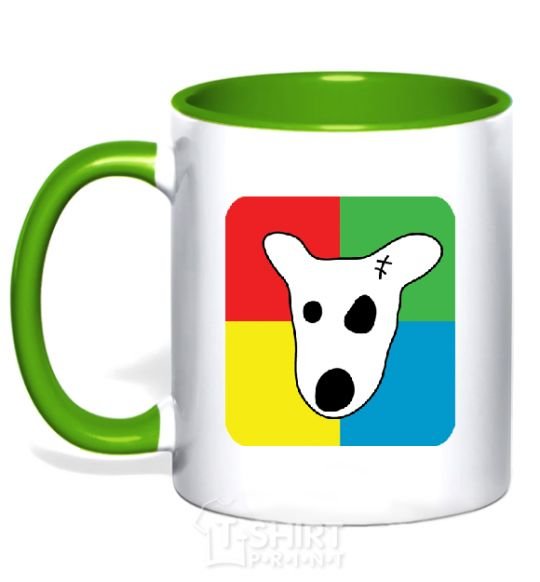 Mug with a colored handle Dog VK kelly-green фото