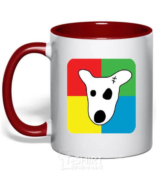 Mug with a colored handle Dog VK red фото
