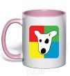 Mug with a colored handle Dog VK light-pink фото