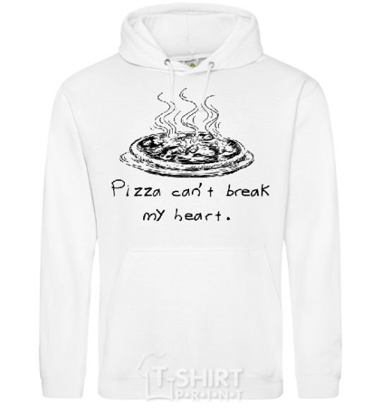 Men`s hoodie PIZZA CAN'T BREAK MY HEART White фото