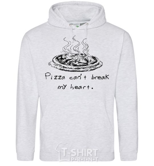 Men`s hoodie PIZZA CAN'T BREAK MY HEART sport-grey фото