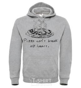 Men`s hoodie PIZZA CAN'T BREAK MY HEART sport-grey фото